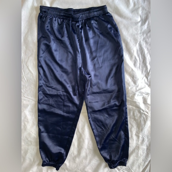 Navy Blue Satin Pants - Picture 1 of 6